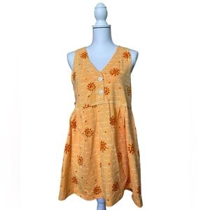 Ocean Front Orange Sun Print Babydoll Top Dress Size M Vintage USA